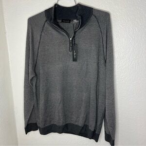 Nwt Tahari Men’s Wool 1/4 Zip Long Sleeve Pullover chalkboard Heather Frost XL